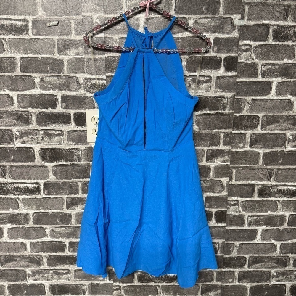 Lovers + Friends blue halter mini dress